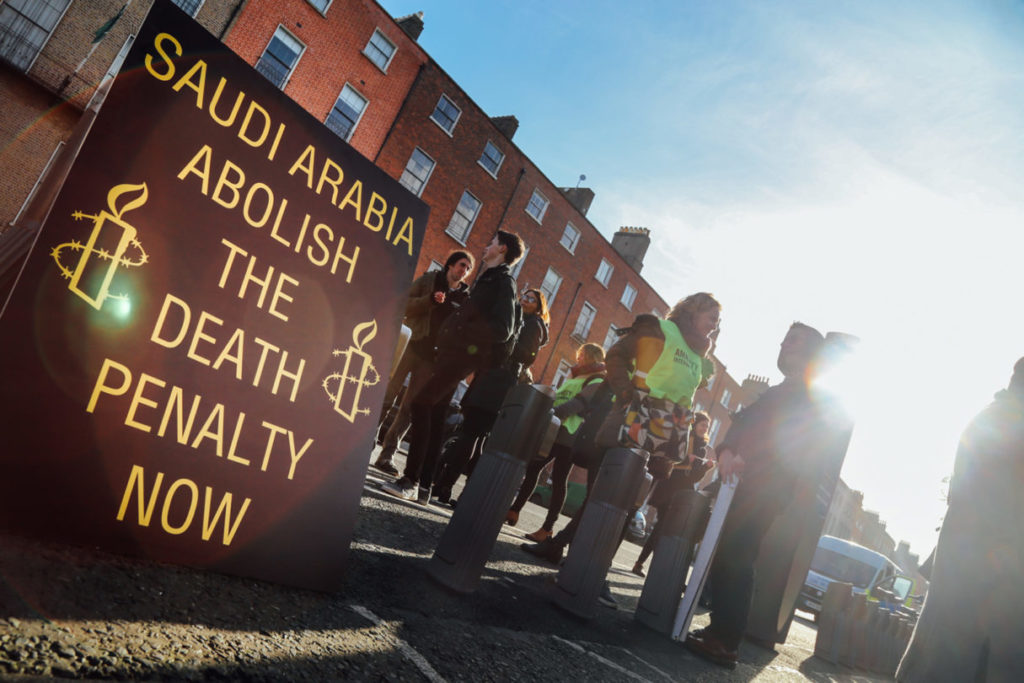 Amnesty International activists protest executions in Saudi Arabia