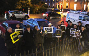 Amnesty International Ireland activists outside the Saudi Arabian embassy