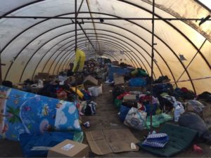 Refugees in shelter