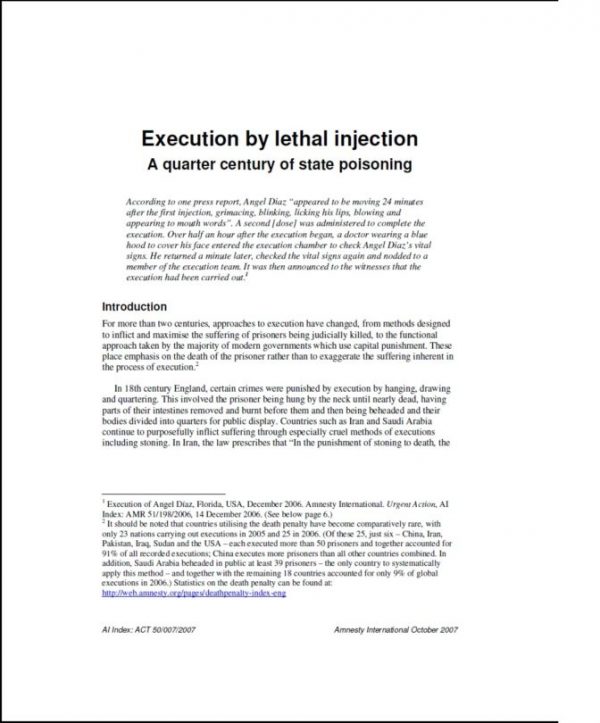 Execution by lethal injection A quarter century of state poisoning ...