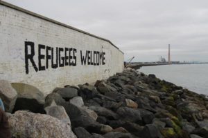 Refugees Welcome Graffiti on wall