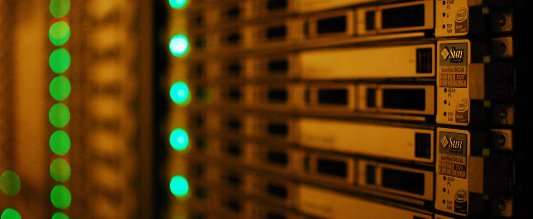 Generic / stock photograph showing servers at computing centre. Servers hold data and metadata - this may be a ' server farm '.