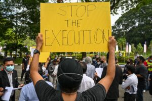 Stop the execution placard