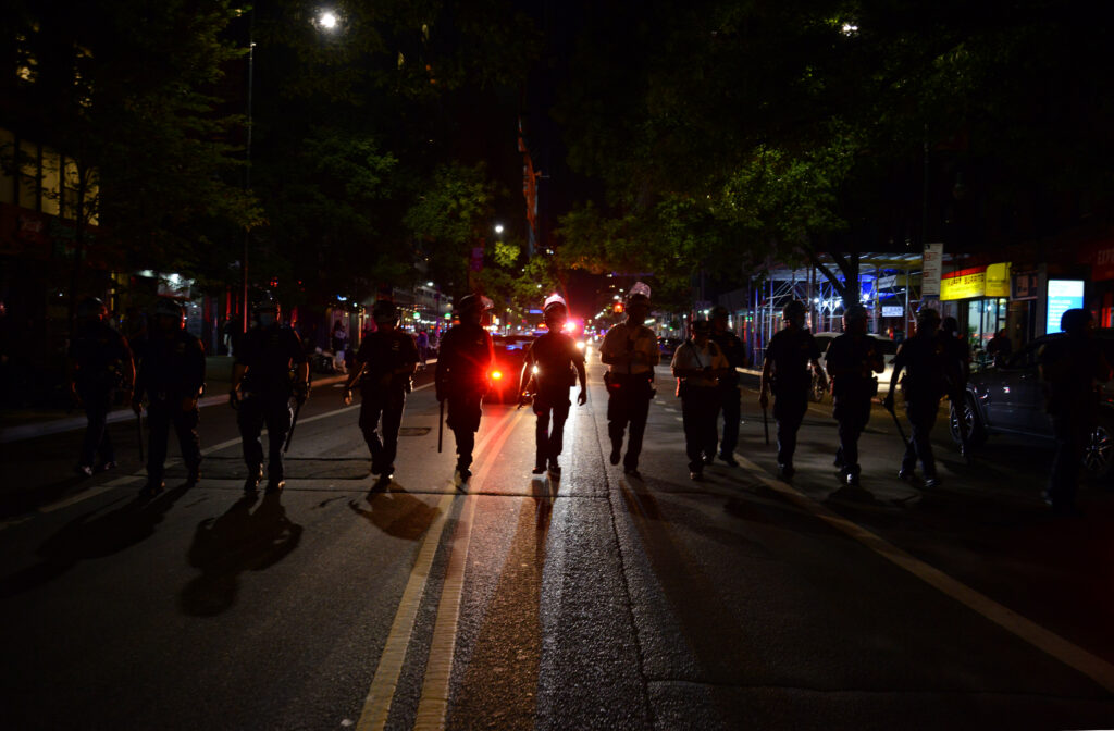 Police at a Black Lives Matter protest
