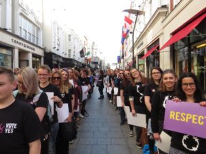 abortion activists line the streets