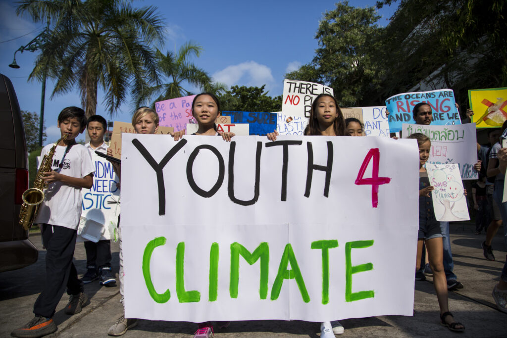 Human rights activists and Students in Bangkok strike and demonstrate to support the School strike for climate movement, also known as Fridays for Future, Youth for Climate and Youth Strike 4 Climate. Students demand politicians to act urgently in order to prevent further global warming and climate change.