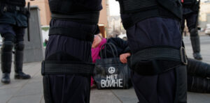 An anti-war activist in Russia