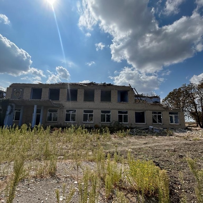 A bombed out school in Ukraine