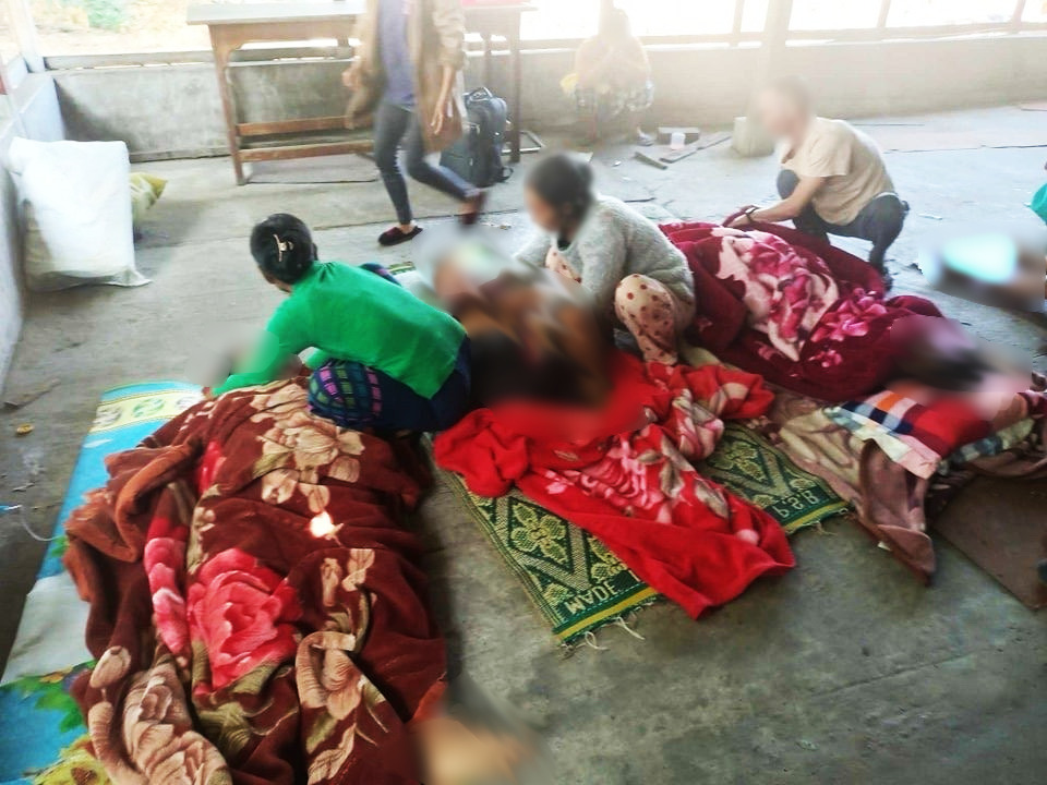 Victims following the bombing of a church in Myanmar