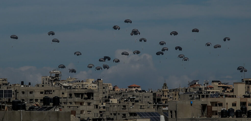 Airdrops of aid into Gaza