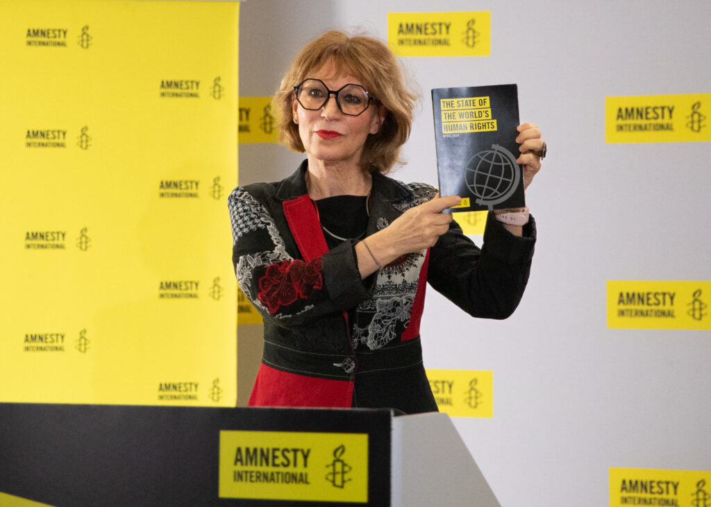 Agnès Callamard, Amnesty International’s Secretary General at the press conference for the launch of Amnesty International's annual report 2023 on 23 April 2024, London, UK